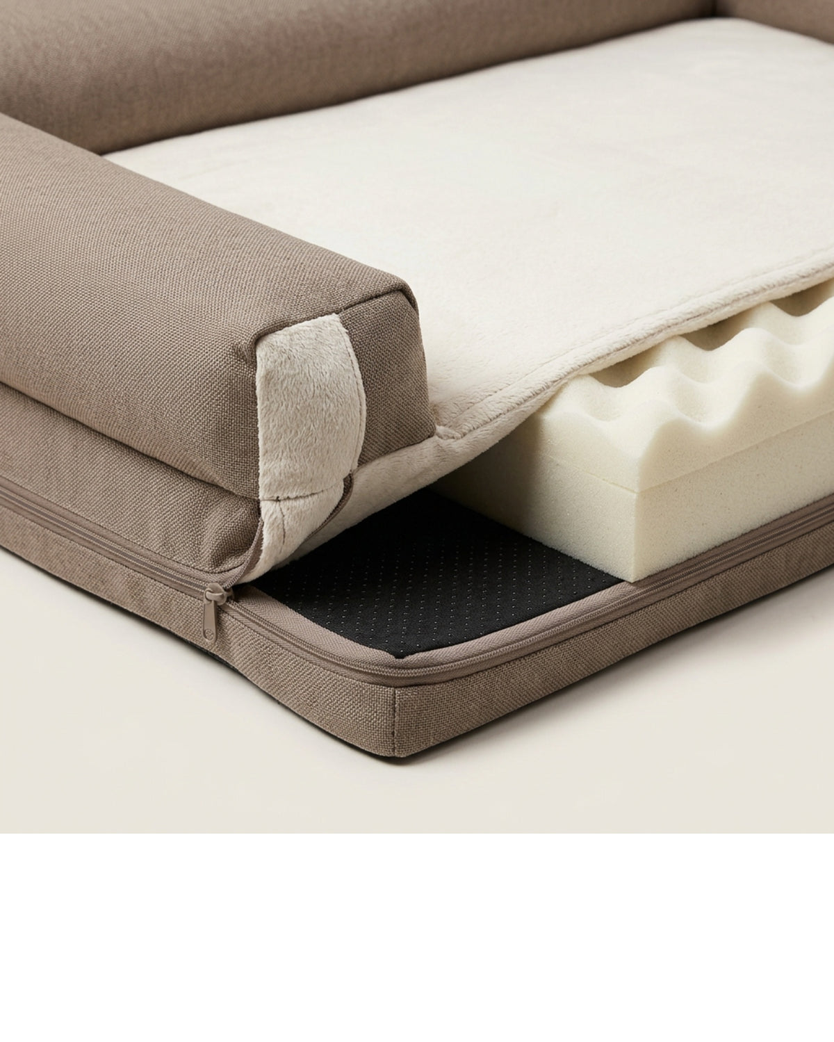 Eeath L-Corner Foam Large Dog Bed 110 × 80 cm Warm Taupe - Detail view