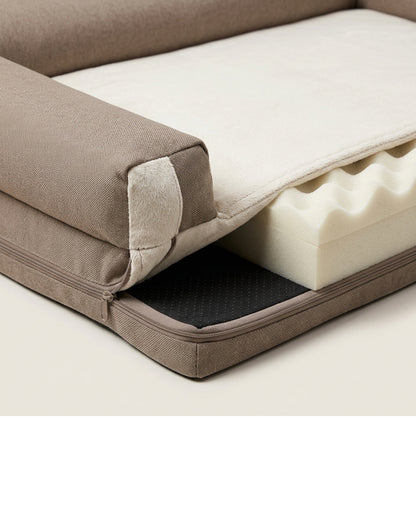 Eeath L-Corner Foam Large Dog Bed 110 × 80 cm Warm Taupe - Detail view